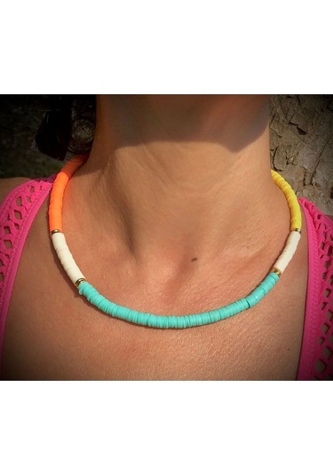 Renkli Fimo Kolye Çok Renkli