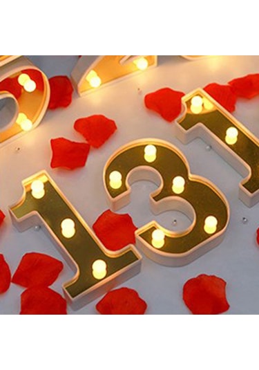 Konesam Led Rakamlı Dekoratif Işık - Sıcak Beyaz Sabit Aydınlatma, Doğum Günü, Parti Ve Özel Etkinlikler İçin Dekorasyon Aleti Pil Dahil Değil Diğer