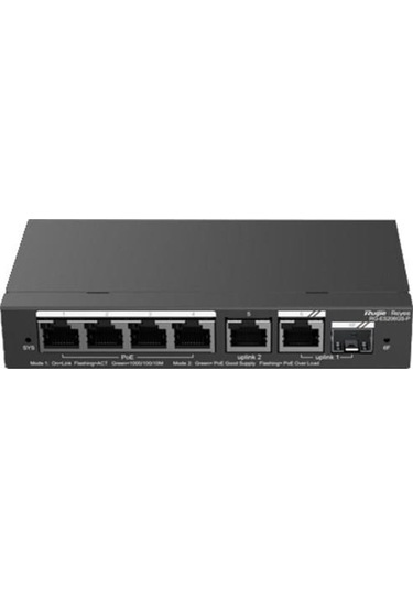 Ruıjıe 4port Rg-es206gs-p Gıgabıt 1-uplınk 1-sfp 54w Full Poe Cloud Yonetılebılır Desktop Swıtch