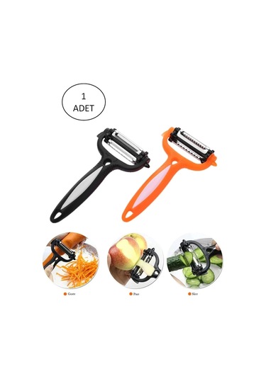 Renkli Saplı 3 Başlı Çelik Soyacak - Soyucu Çok Renkli