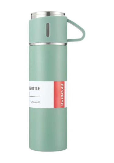 Lemestar 304 Paslanmaz Çelik Termos Bardak, 12 Saat Isı Saklama, Sızıntı Engeli, 500ml, Ev/ofis/doğa İçin, Yeşil Kutu Yok Gri