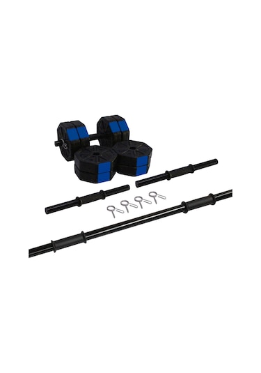 Tan Spor 30 KG Dambıl Halter Ağırlık Fitness Düz Bar Seti Kırmızı Kapaklı 150 CM