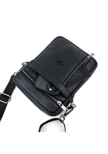 Erkek Siyah Askılı Postacı Çanta Omuz Çantası Siyah