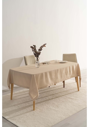 Nora Bej Zarf Köşe Masa Örtüsü 150x220 Cm Bej