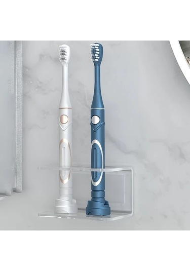 Lumaworld 2/3 Yuvalı Modern Duvar Askılı Diş Fırçası Tutucu - Transparan 2 Delikli, Delme Montaj Şeffaf