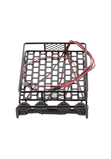 Youtek 1:10 Rc Tırmanıcı Araçları İçin Metal Çatı Bagaj Rafı 4 Led Beyaz Işık Scx10 Trx-4 D90 Cc01 Uyumlu