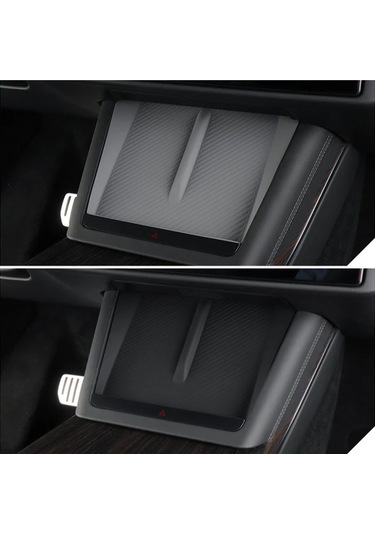 Honeybeeshop Tesla Model X S 2022 2024 İçin Silikon Pedal Kaymaz Sarj Merkezi Konsol Aksesuarı Doku Detaylı Nötr Gri