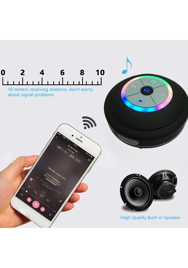 Kangvka Kablosuz Su Geçirmez Hoparlör Q9 Beyaz, Fm Radyo Ve Led Işık Özellikli Portatif Bluetooth Hoparlör