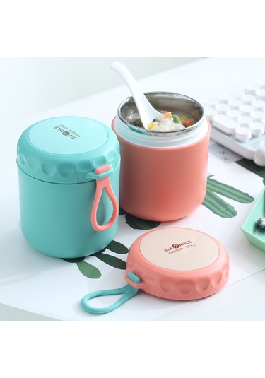 Ranyeek 304 Paslanmaz Çelik Isı Saklama Çorba Kavanozu, Sızıntısız Kapaklı, Geniş Açık, Taşıma Kolu İle Günlük Yemek Taşıma Kabı Yeşil