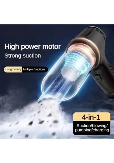 Honeybeeshop Siyah Evde Arabada Kullanilabilen Cok Fonksiyonlu Ucu Bir Arada Kablosuz El Supurgesi Toz Tuy Ceker Ufler