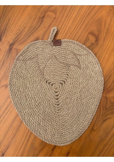 Doğal Jüt İp Elma Şekilli Amerikan Servis - Supla 38x35 Cm Şık Ve Rustik Dokunuş Natural