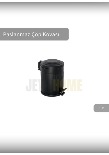 Jet's Home Pedallı Banyo Çöp Kovası Paslanmaz 5 Lt Mutfak Çöp Kutusu Siyah Siyah