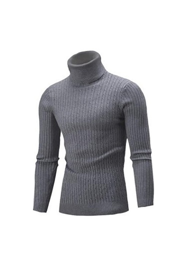Koyu Gri Erkek Rahat İnce Balıkçı Yaka Kazak Sıcak Uzun Kollu Üstleri Triko Artı Boyutu Sıcak Slimbase Takım Elbise Sıcak Tutmak Giysiler Uzun Üst Koyu Gri
