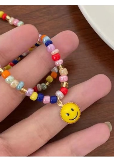 Proshik Boncuklu Gum İsi Smiley Kolye 376659061