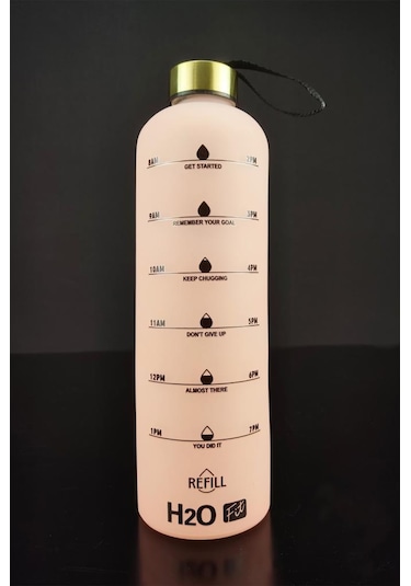 Digithome H2o Motivasyon Cam Matara Su Şişesi 1000 Cc Pembe - H2o87193 - Hyt