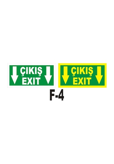 Fosforlu & Düz Levha Çıkış Exıt Yönlendirme Aşağı Ok