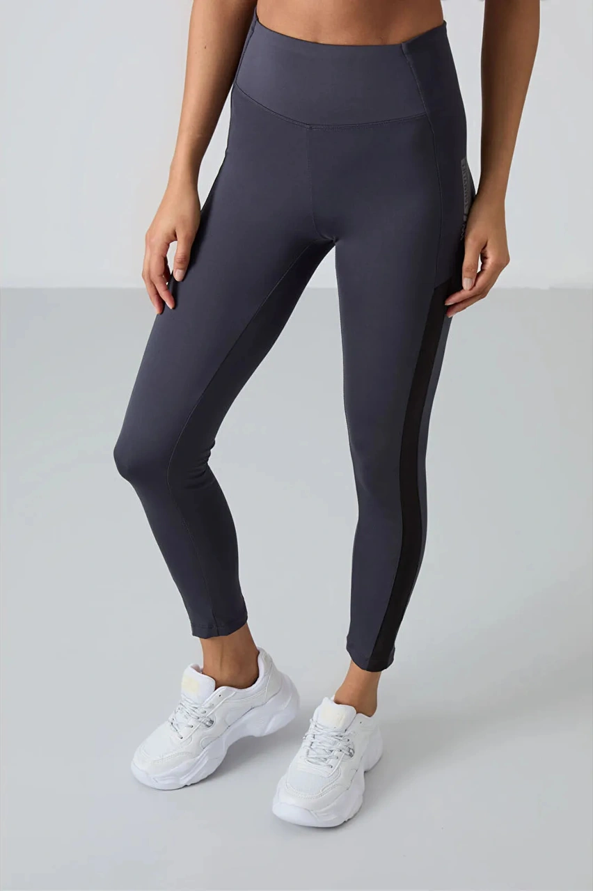 Tommy Life Antrasit Polyester Esnek Standart Fit Performans Kadın Tayt Takım 95332 Antrasit
