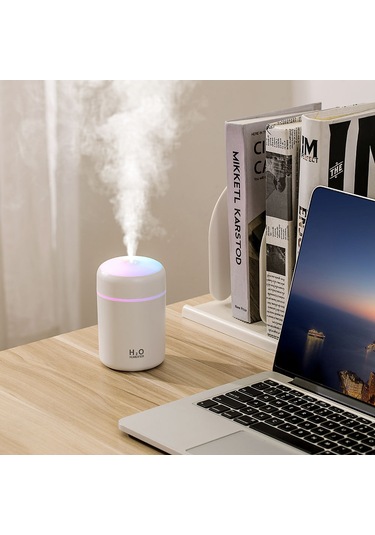 Youtek Araç İçin 360ml Renkli Buharlandırıcı - Usb İle Çalışan Mini Oda Kokusu Ve Hava Temizleyici Aleti Beyaz