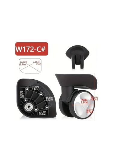 Dashanshop Siyah 2 Adet Evrensel Bagaj Tekerleği Yedek Spinner Tekerlekli Valiz