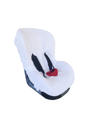 4katlı Müslin Bebek Oto Koltuk Kılıfı Lastikli %100pamuk Beyaz