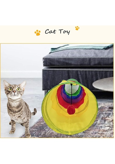 Justie Pet Gökkuşağı Katlanabilir Kedi Oyun Tüneli