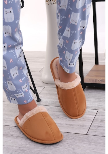 Wordex U050 Unisex Kışlık Ev İçi Kürklü Yünlü Terlik Hardal