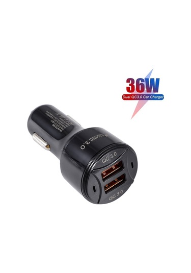 Te-092 36w Çift Qc3.0 Usb Hızlı Araç Şarj Cihazı + Usb'den Mikro Usb Veri Kablosu Seti Siyah