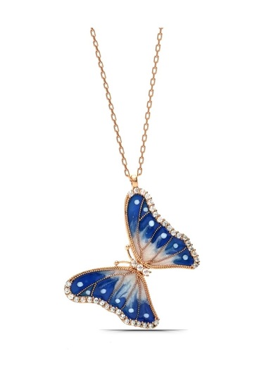 Kadın Kelebek Tasarım Gümüş Kolye (483223916)