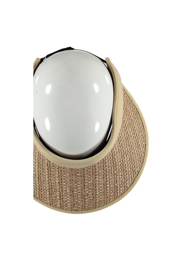 Uv Korumalı 50 Faktör Kadın Hasır Vizör Şapka Örgü Tasarım Vizör Açık Kahve Açık Kahverengi