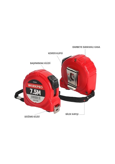 Workpro Wp261004 7,5mx25mm Beyaz Çelik Şerit Metre Standart