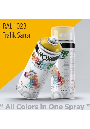 Wox Akrilik Sprey Boya, Ral 1023, Trafik Sarısı 400 Ml.