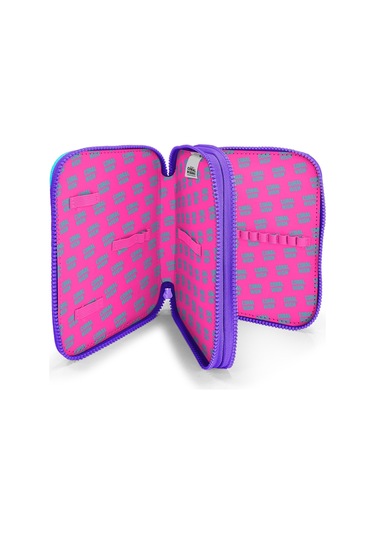 Coral High Mor Leopar Desenli Çift Katlı Kalem Çanta 11132 Mor