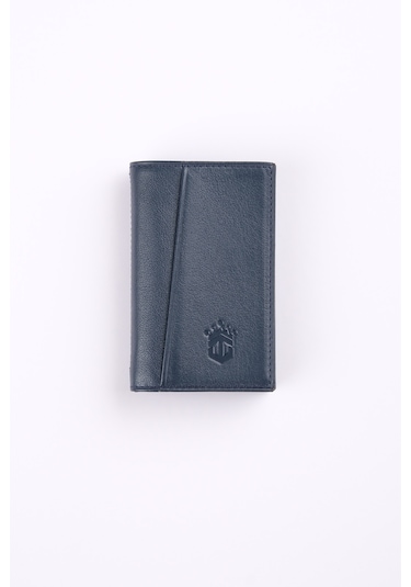 Ancora Leather Hakiki Deri Minimal Kartlık-26206 Lacivert