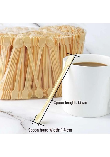 "sarı Gıda Sınıfı Tek Kullanımlık Kahve Karıştırma Kaşığı - Uzun Saplı, Küçük Tadım Kaşığı" Sarı