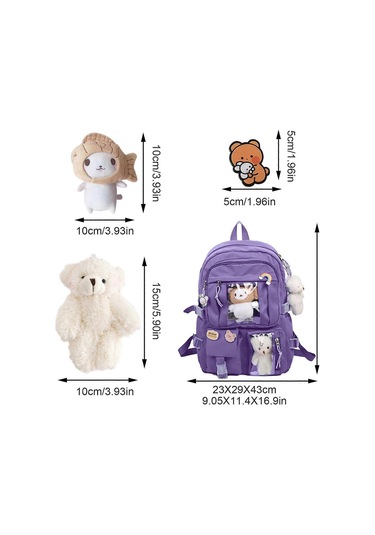 Büyük Kapasiteli Okul Çantası Aksesuarları Sırt Çantası Öğrenci Malzemeleri Taşınabilir Japon Polyester Naylon Mor Dizüstü Bilgisayar Kitap Diğer