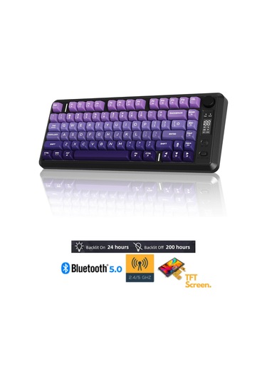 Freewolf M75 Kablosuz Bt+2.4ghz Oled Tft Ekranlı Membran Reinbow Aydınlatmalı Gaming Oyuncu Klavye