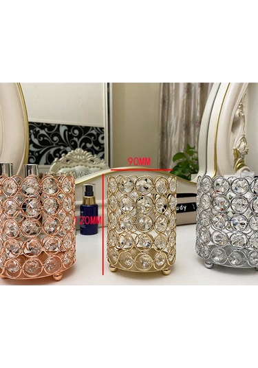 Gül Altın Tırnak Kalem Tutucu Kristal Cam Saklama Kutusu Avrupa Ve Amerika Masaüstü Kova Moda Makyaj Fırça Yuvarlak Süsler