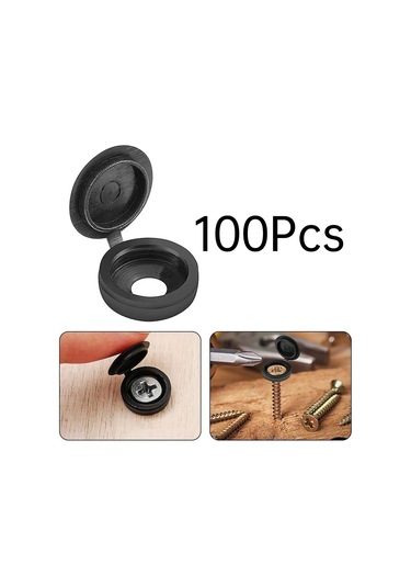Singree Dayanıklı Plastik Vida Kapakları - 100 Adet Siyah Dekoratif Vida Başlığı, 13mm Dış Çap, 5mm İç Çap