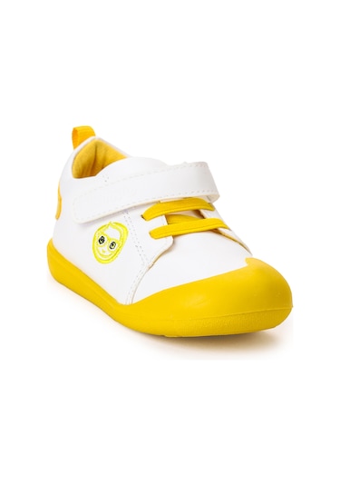 Kiko Kids Smile Cırtlı Erkek Bebek İlk Adım Panduf Ayakkabı Sarı