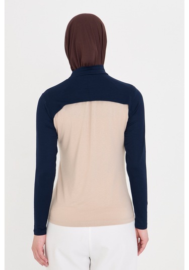 Lacivert Tesettür Balıkçı Yaka Boyunluklu Kolluk Viskon Düz 1025 02 Lacivert