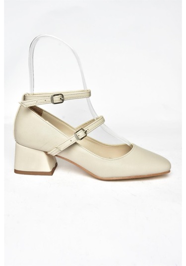 Fox Shoes R654037209 Bej Kalın Topuklu Kadın Ayakkabı Bej