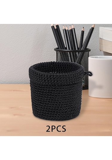 Dolıty 2x Saklama Sepetleri Oturma Odası Şifonyer Tuvalet Siyah Siyah