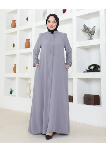 Nevayla Moda Salaş Kesim Aerobin Kumaş Ferace / Gri - F137