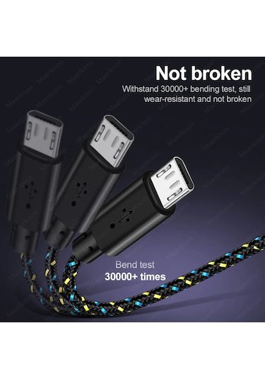 Mikro Usb Kablosu 2.4a Hızlı Şarj Cep Telefonu Şarj Tarih Kablosu Samsung Uyumlu Red Micro Usb 0.5m Diğer