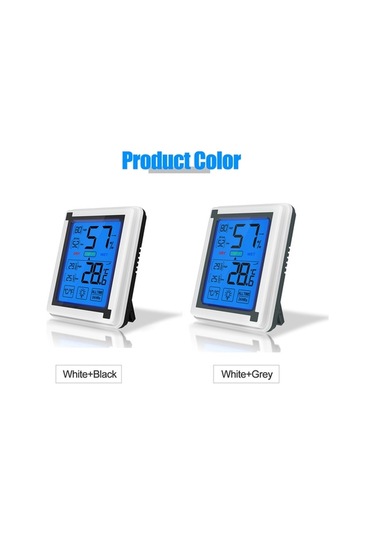 Moly Geniş Lcd Dokunmatik Beyaz-siyah Dijital Nem Sıcaklık Ölçer, -4 158 C / 20 95% Rh, Pil Yok Ticari Ev Meteoroloji Saati