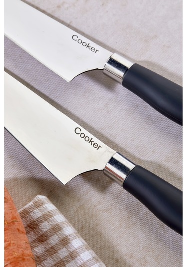 Cooker Lüx Model Paslanmaz Çelik Şef Bıçağı Siyah Ckr3312 1 Adet Çelik