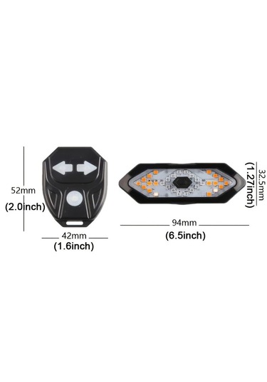 Bisiklet Dönüş Sinyali Şarj Edilebilir Bisiklet Arka Led Uyarı Işığı Uzaktan Kumandalı Siyah