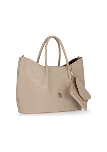 Bilik Deri Logo Detaylı Vizon Kadın El Çantası Riv 147-r Vizon