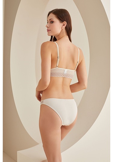 Loya Kadın Krem Bordo Tassel Bralet Tek Sütyen Bordo - Krem