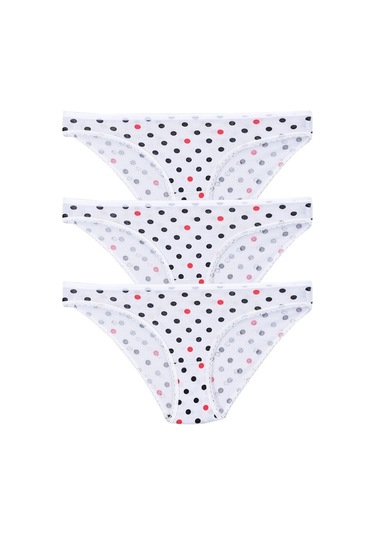 Kadın 3'Lü Paket Desenli Bikini Külot Beyaz (481017784)-Tek Ebat-Beyaz